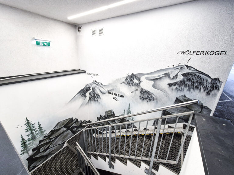 Das Glemm Hotel in Saalbach Hinterglemm Graffiti Künstler Österreich