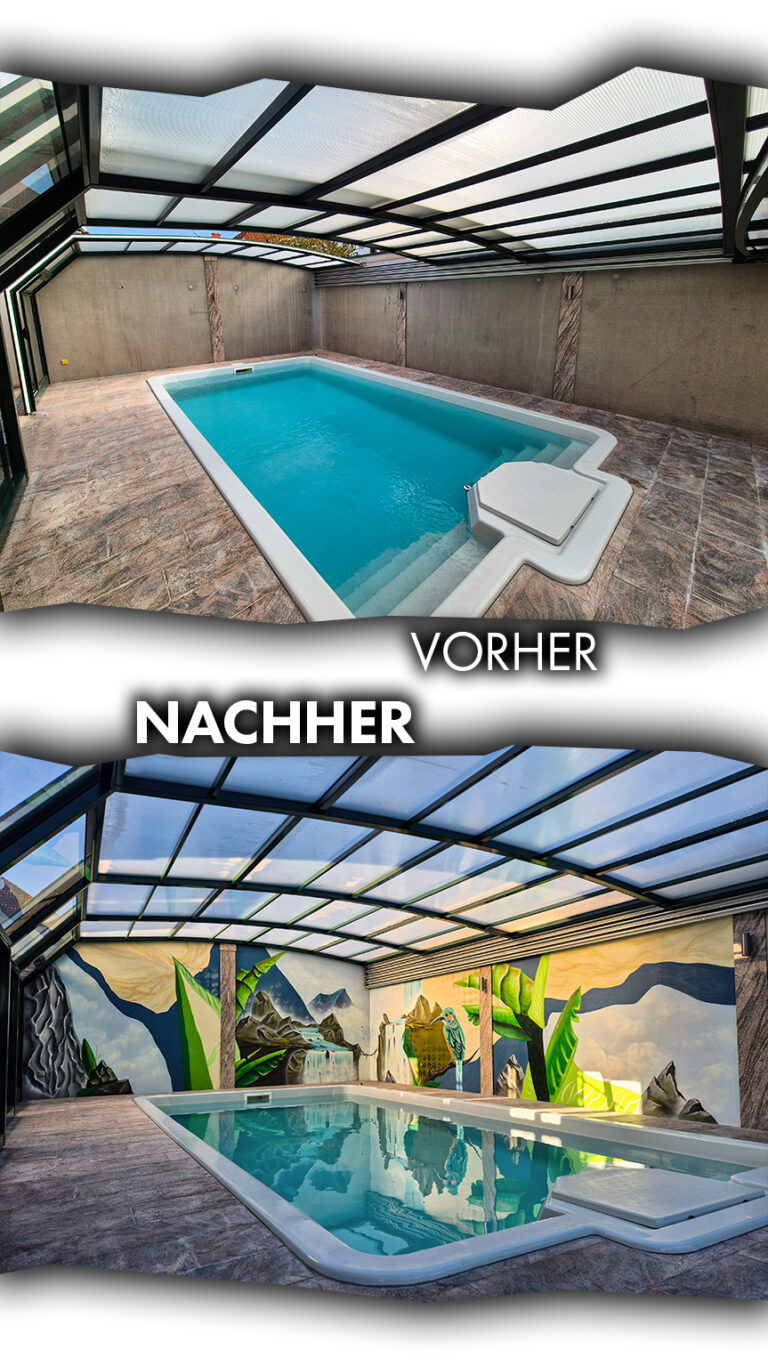 Künstlerische Bemalung Poolwand Graffiti Künstler Österreich