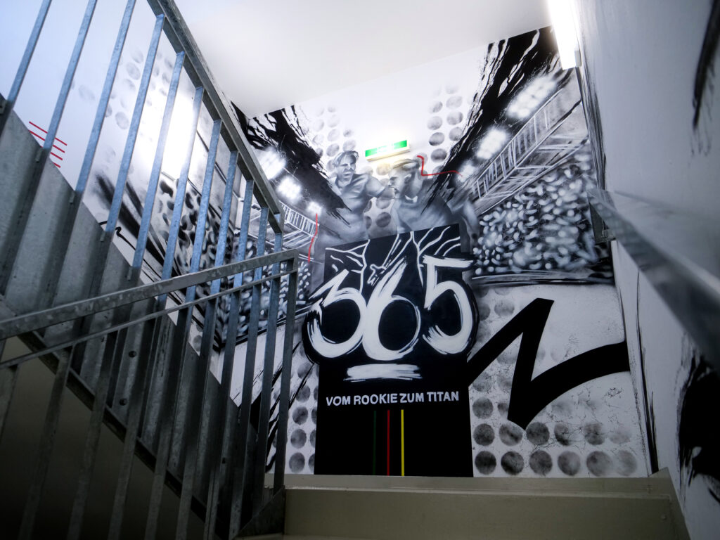 Graffiti Stiegenhaus Fußballakademie Burgenland